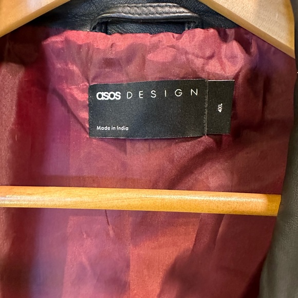 ASOS - Black Leather Motorcycle Jacket, Men’s 4XL (2XL) - Picture 7 of 14